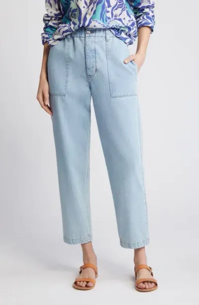 Xirena Mercer High Waist Utility Ankle Jeans In Light Blue