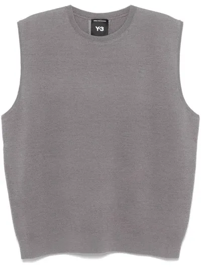 Y-3 3-stripes Knitted Vest In Grey