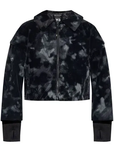 Y-3 All-over Print Padded Jacket In Black