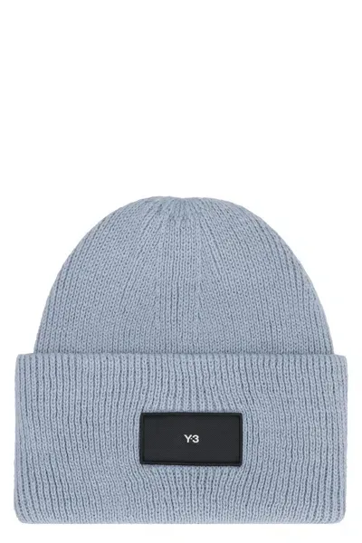 Y-3 Logo Wool Beanie In Light Blue