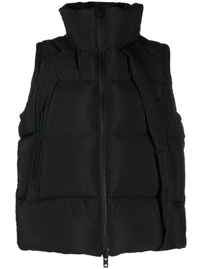 Y-3 Padded Funnel-neck Gilet In Black