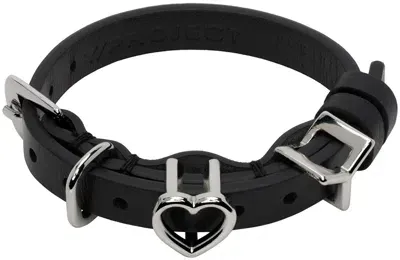 Y/project Black Y Heart Belt Bracelet In Black/silver