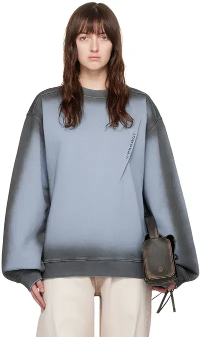 Y/project Blue Pinched Logo Sweatshirt In Blue/grey