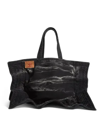 Y/project Dark Denim Cabas Tote Bag In Black