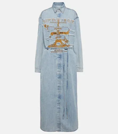 Y/project Evergreen Paris' Best Denim Shirt Dress In Blue