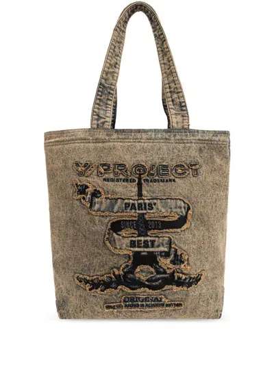 Y/project Paris' Best Distressed Denim Tote Bag In Neutrals