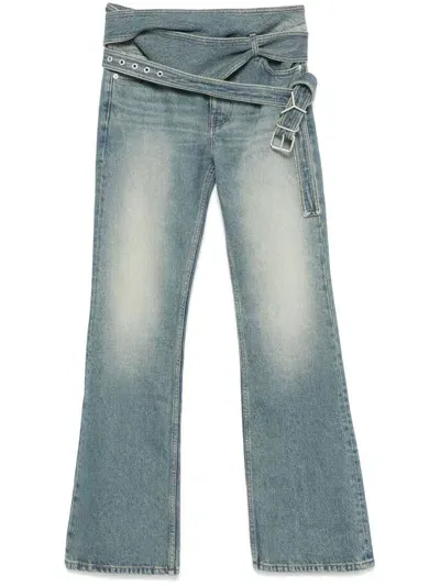 Y/project Wrap Belt Jeans In Faded Blue