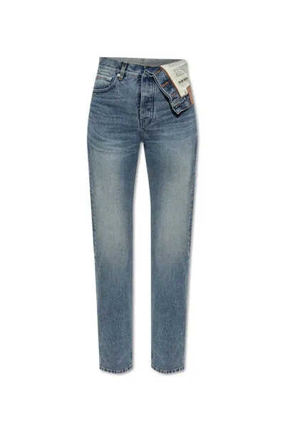 Y/project Asymmetric Waist Slim Fit Jeans In Blue