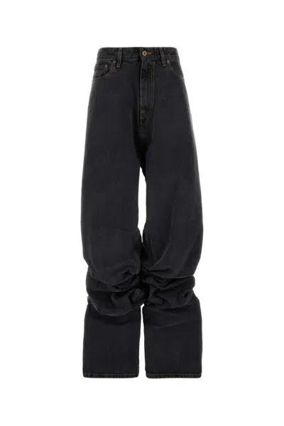 Y/project Y Project Woman Black Denim Wide-leg Jeans