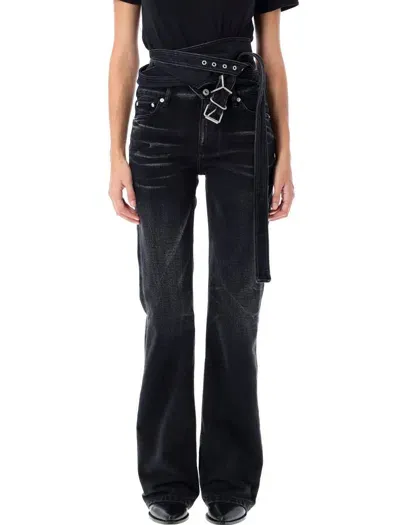 Y/project Wrap Belt Jeans In Faded Black