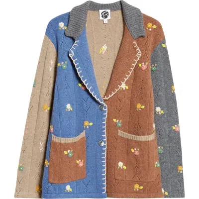 Yanyan Daisy Embroidered Lambswool Blazer In Hazelnut Multi