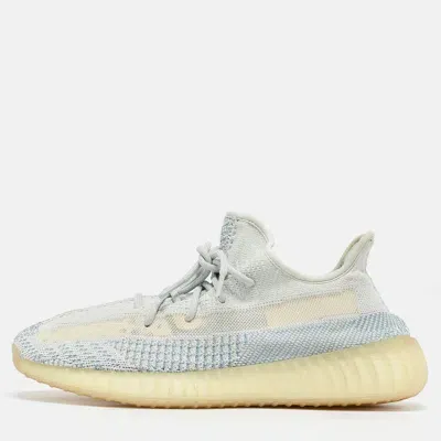 Pre-owned Yeezy X Adidas Blue/white Knit Fabric Boost 350 V2 Cloud White Low Top Sneakers Size 45 1/3