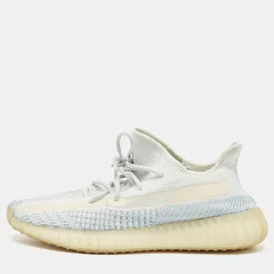 Pre-owned Yeezy X Adidas Blue/white Knit Fabric Boost 350 V2 Cloud White Sneakers Size 43 1/3