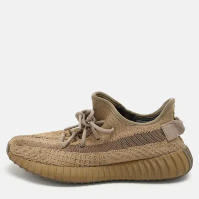 Pre-owned Yeezy X Adidas Brown Knit Fabric Boost 350 V2 'earth" Low Top Sneakers Size 39 1/3