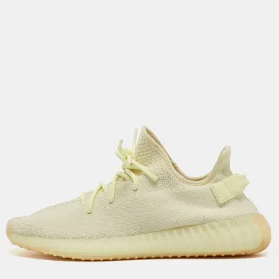 Pre-owned Yeezy X Adidas Light Yellow Knit Fabric Boost 350 V2 Butter Sneakers Size 46