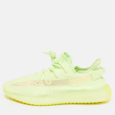 Pre-owned Yeezy X Adidas Neon Green Knit Fabric Boost 350 V2 Glow Sneakers Size 46