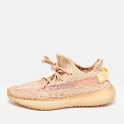 Pre-owned Yeezy X Adidas Orange Knit Fabric Boost 350 V2 Clay Sneakers Size 40