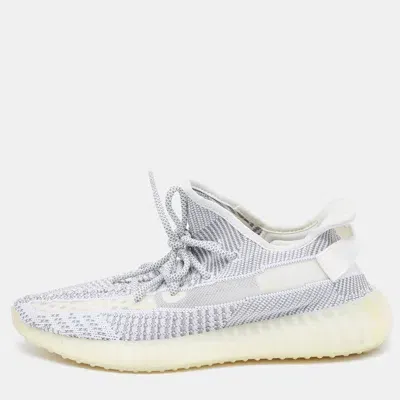 Pre-owned Yeezy X Adidas White/grey Knit Fabric Boost 350 V2 Static (non Reflective) Sneakers Size 44