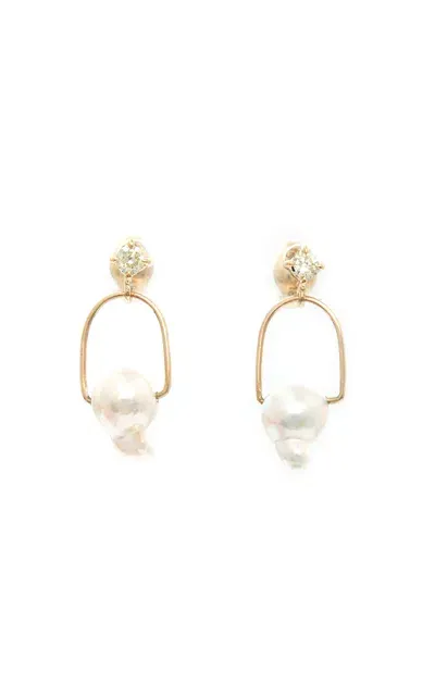 Yi Collection 18k Yellow Gold Pearl And Diamond Earrings In White