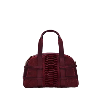 Yliana Yepez Medium Francesca Suede Braided Bordeaux Satchel In Burgundy