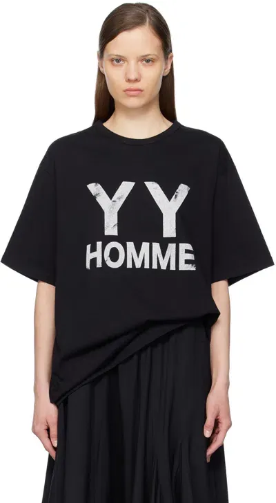 Yohji Yamamoto Black Printed T-shirt In 2 Black