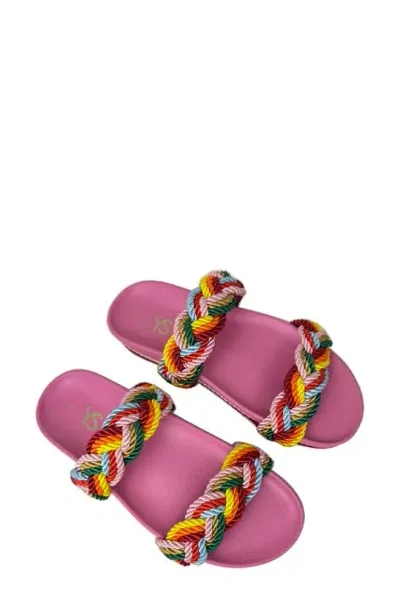 Yosi Samra Michelle Braided Sandal In Multicolor In Pink Multi