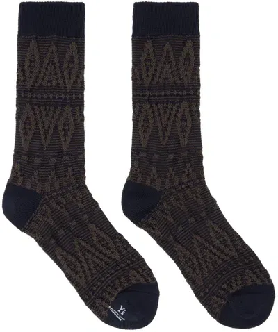 Y's Brown Nordic Socks In 4 Brown