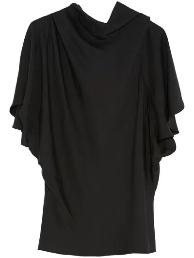 Yves Salomon Asymmetric Matte-satin Top In Black