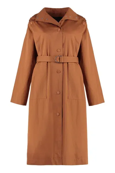 Yves Salomon Cotton Trench Coat In Burnt