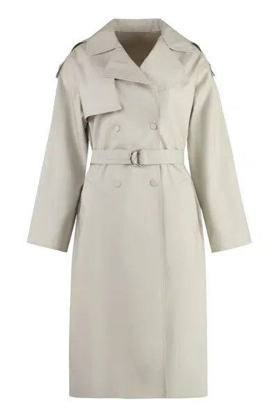 Yves Salomon Cotton Trench Coat In Ecru