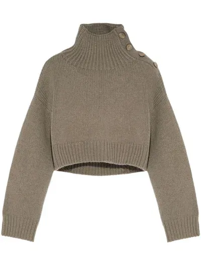 Yves Salomon Cropped Knit Jumper In Grey