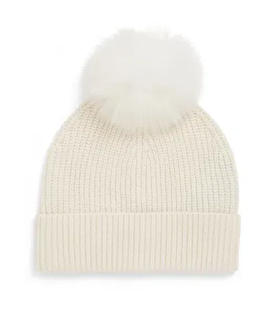 Yves Salomon Enfant Kids' Cashmere Pom-pom Beanie In White