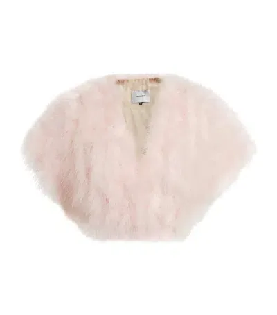 Yves Salomon Feather Short Cape In Pink