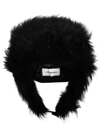 Yves Salomon Fur-trim Ear Flaps Hat In Black