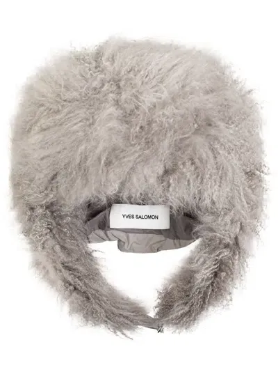 Yves Salomon Fur-trim Ear Flaps Hat In Grey