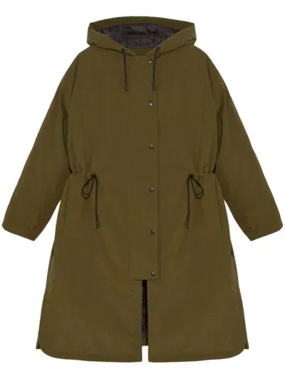 Yves Salomon Hooded Coat In Green