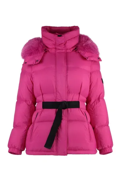 Yves Salomon Hooded Down Jacket In Fuchsia