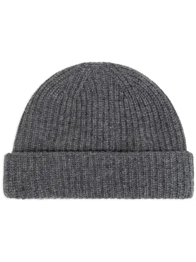 Yves Salomon Knitted Beanie In Grau