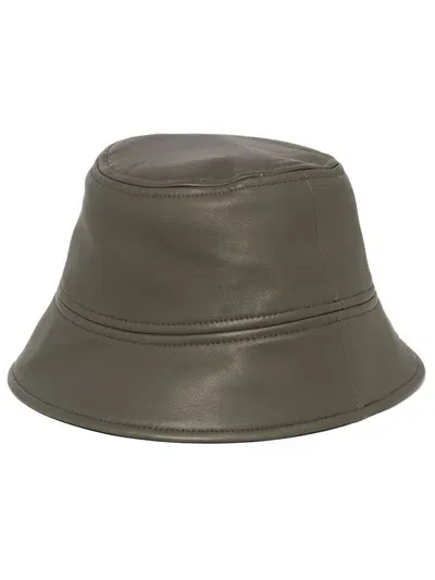 Yves Salomon Leather Bucket Hat In Green