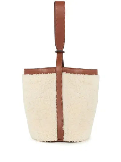 Yves Salomon Mini Merino Bucket Bag In Neutrals