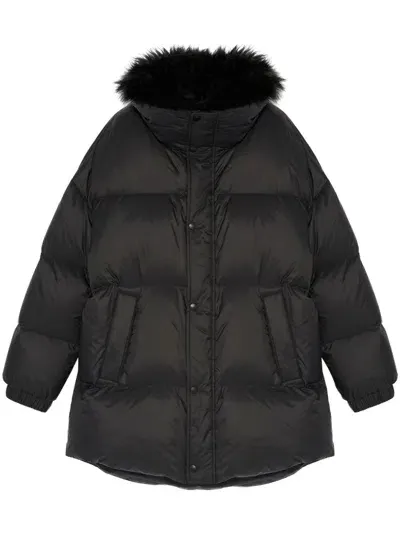 Yves Salomon Padded-design Coat In Black