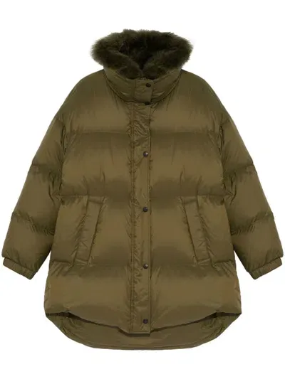 Yves Salomon Padded-design Coat In Green