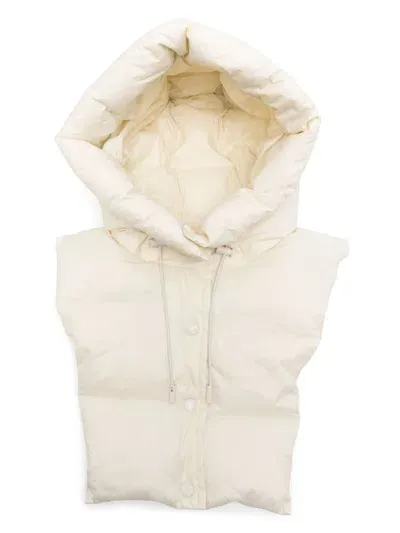 Yves Salomon Padded Hooded Bib In Neutrals