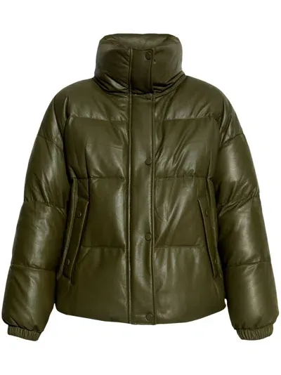 Yves Salomon Padded Leather Jacket In Green