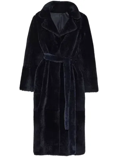 Yves Salomon Reversible Lacon-lambskin Coat In Blue