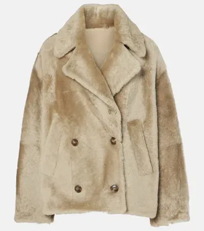 Yves Salomon Shearling Jacket In Beige