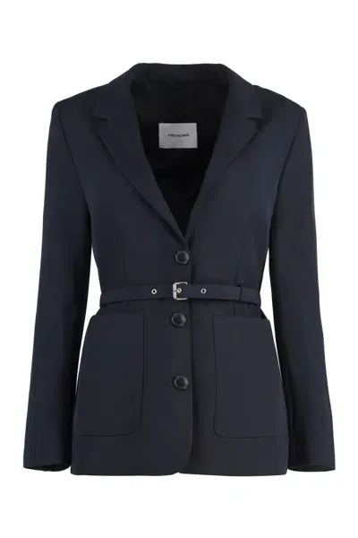 Yves Salomon Three-button Jacket In Blue