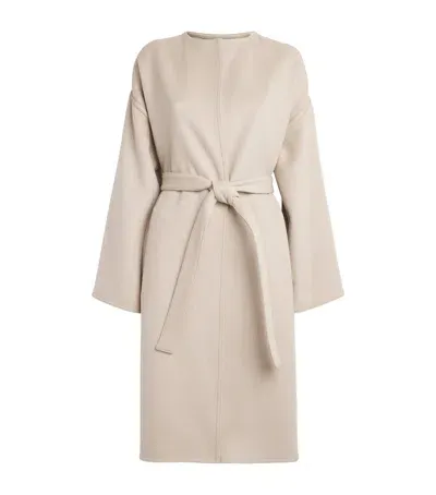 Yves Salomon Wool-blend Wrap Coat In Beige