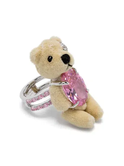 Yvmin Teddy-bear Gemstone Ring In Nude