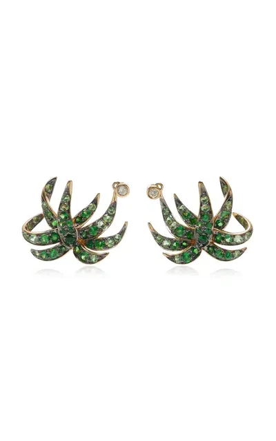 Yvonne Léon 18k Yellow Gold Tsavorite Earrings In Green